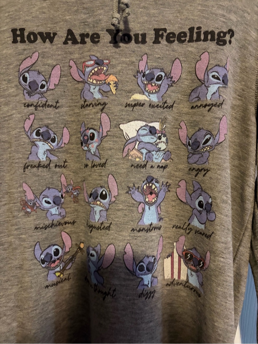 Adult Grey 'How Are You Feeling?' Stitch Graphic